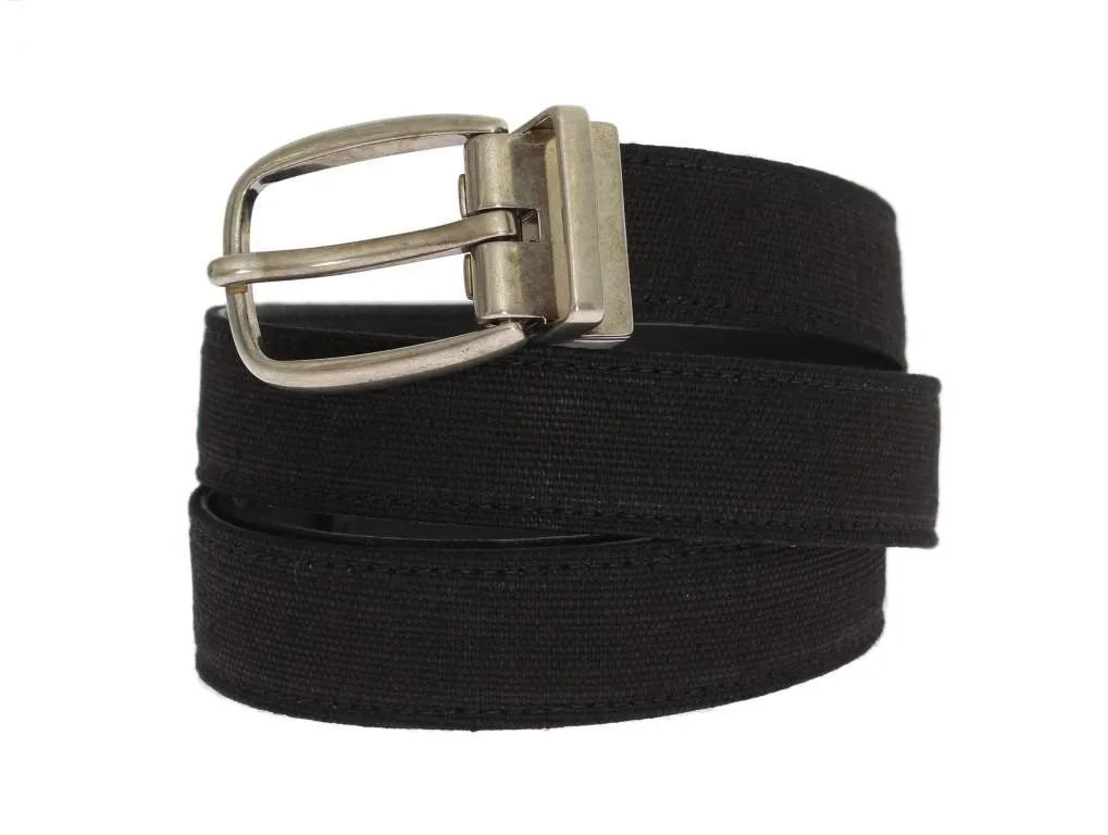 Black Linen Leather Belt