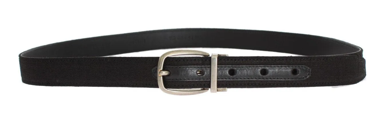 Black Linen Leather Belt