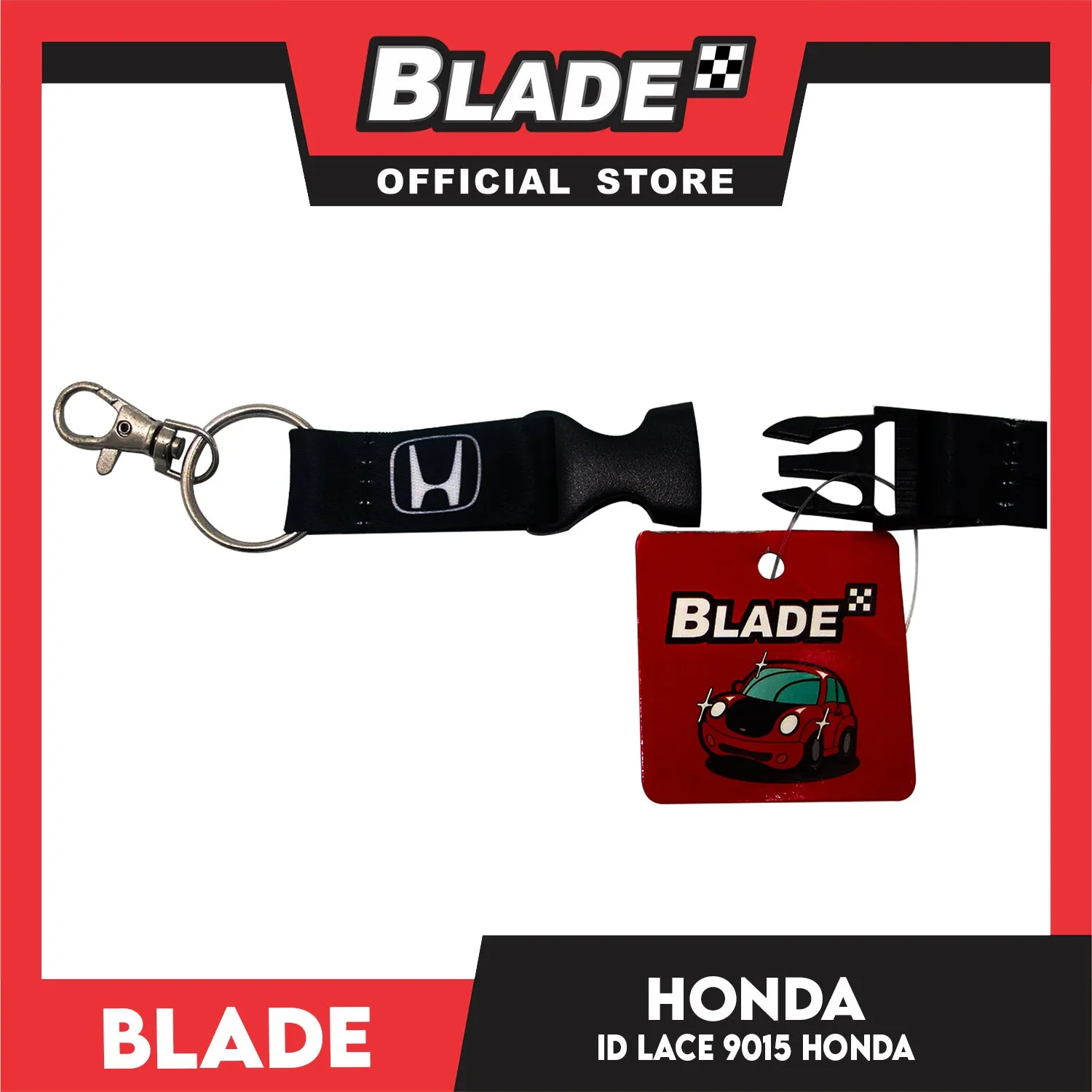 Blade ID Lace Honda Car Accessory Fabric Lanyard Neck Strap Detachable Clip 9015 (Black)