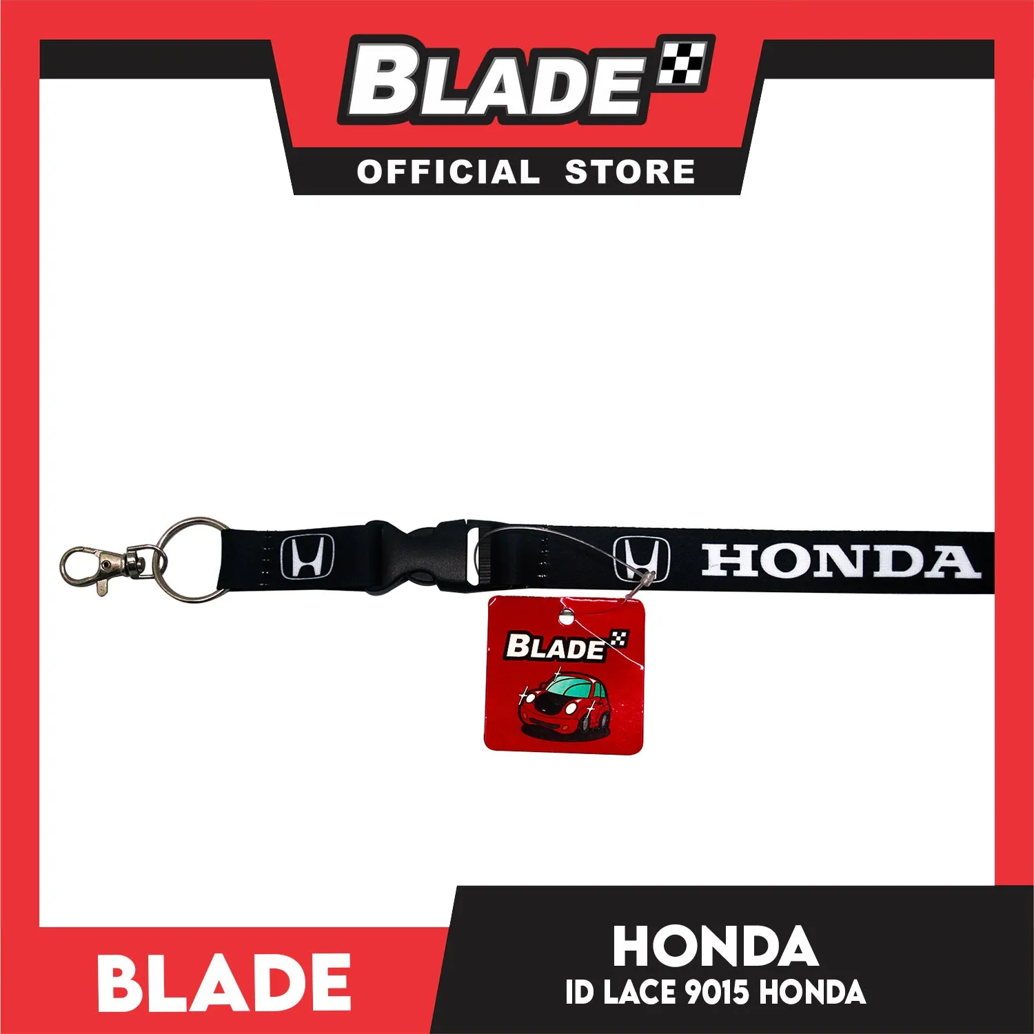 Blade ID Lace Honda Car Accessory Fabric Lanyard Neck Strap Detachable Clip 9015 (Black)