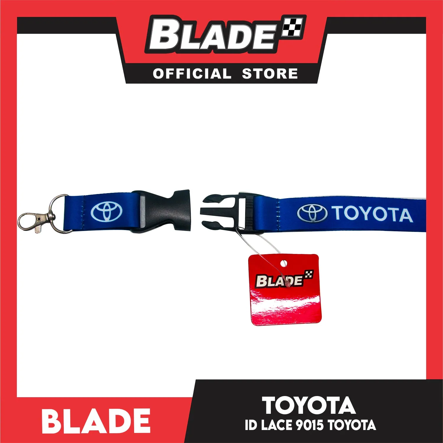 Blade ID Lace Toyota Car Accessory Fabric Lanyard Neck Strap Detachable Clip 9015 (Blue & Red)