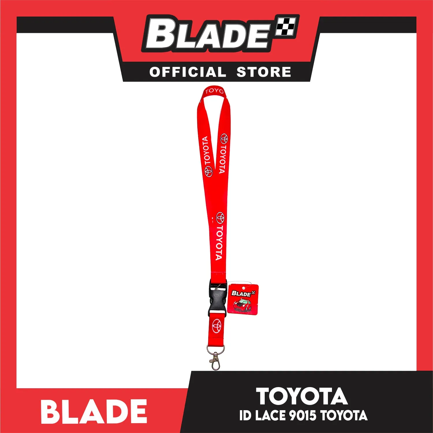 Blade ID Lace Toyota Car Accessory Fabric Lanyard Neck Strap Detachable Clip 9015 (Blue & Red)