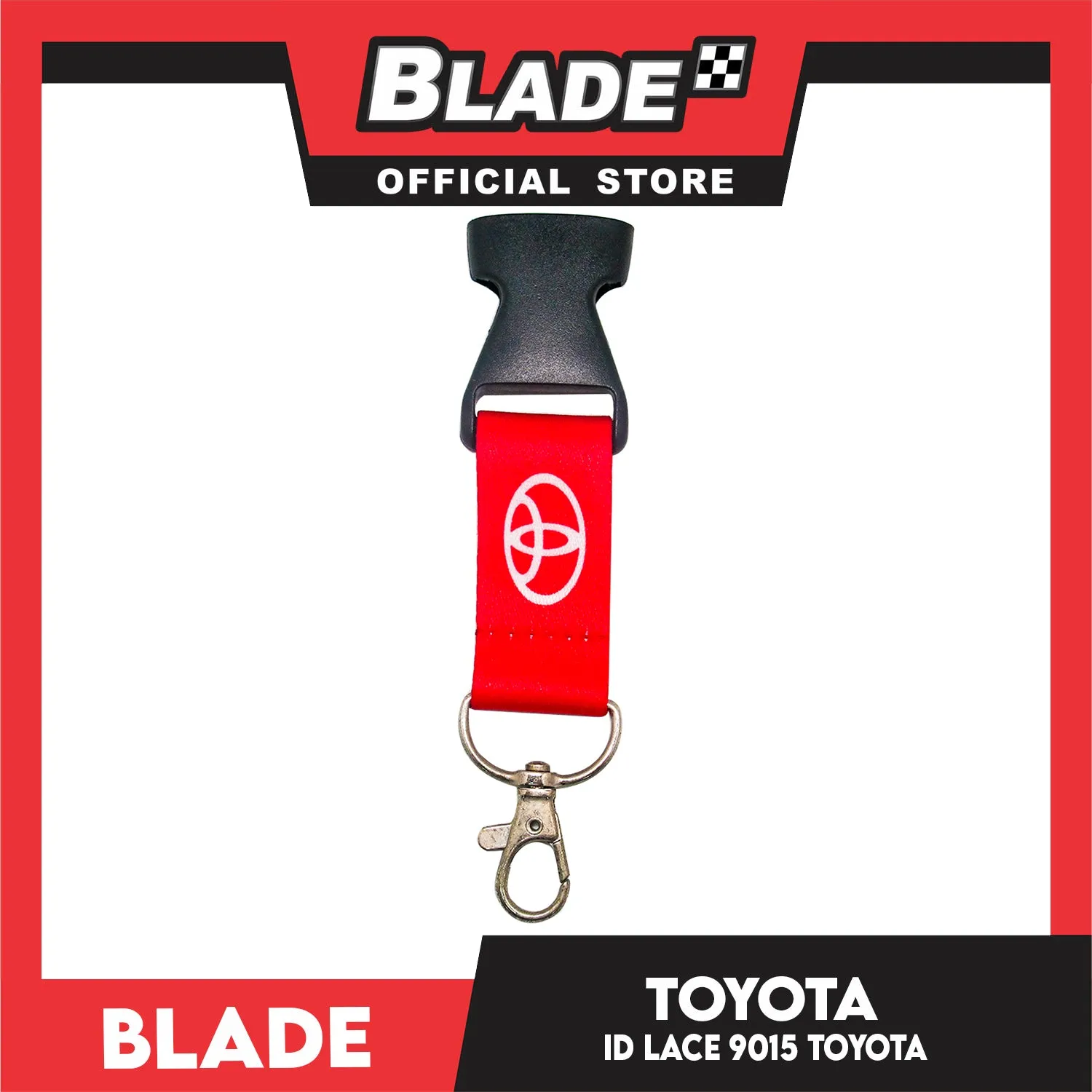 Blade ID Lace Toyota Car Accessory Fabric Lanyard Neck Strap Detachable Clip 9015 (Blue & Red)