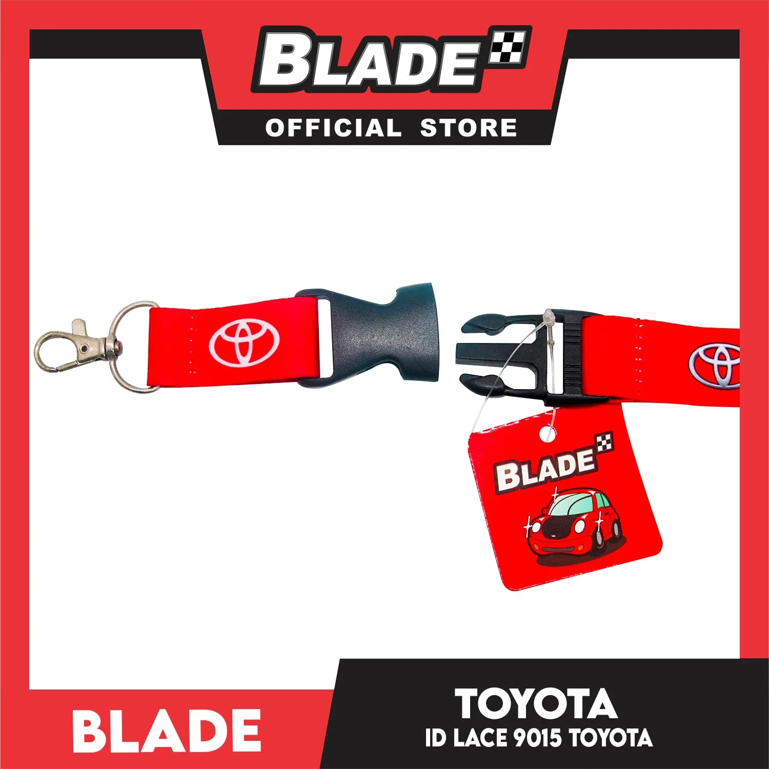 Blade ID Lace Toyota Car Accessory Fabric Lanyard Neck Strap Detachable Clip 9015 (Blue & Red)