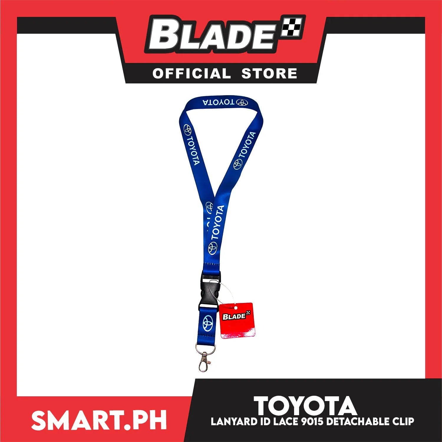 Blade ID Lace Toyota Car Accessory Fabric Lanyard Neck Strap Detachable Clip 9015 (Blue & Red)