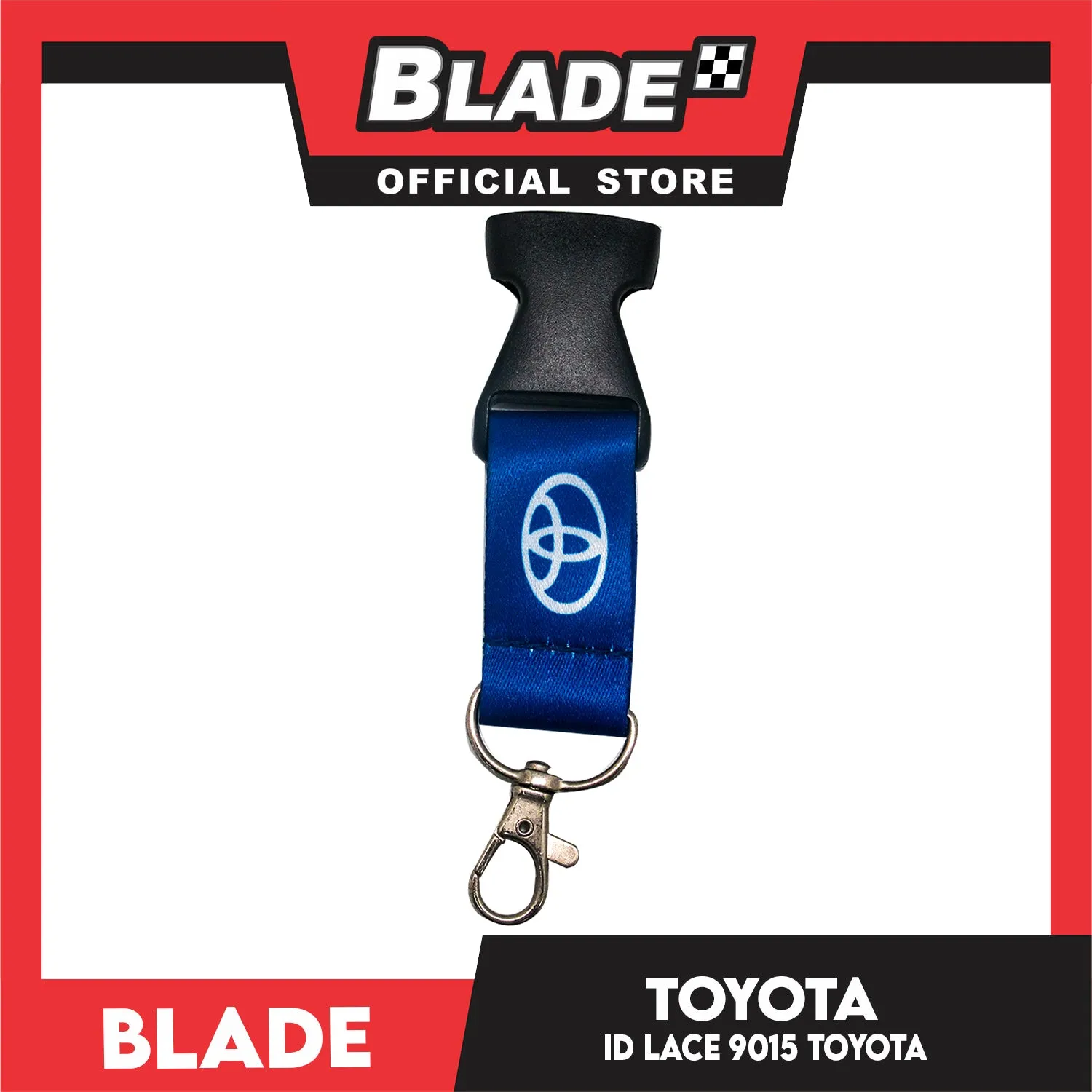 Blade ID Lace Toyota Car Accessory Fabric Lanyard Neck Strap Detachable Clip 9015 (Blue & Red)
