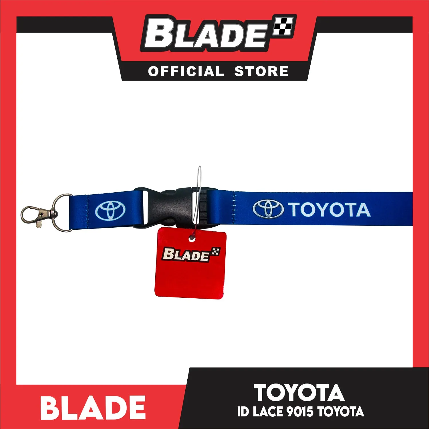Blade ID Lace Toyota Car Accessory Fabric Lanyard Neck Strap Detachable Clip 9015 (Blue & Red)