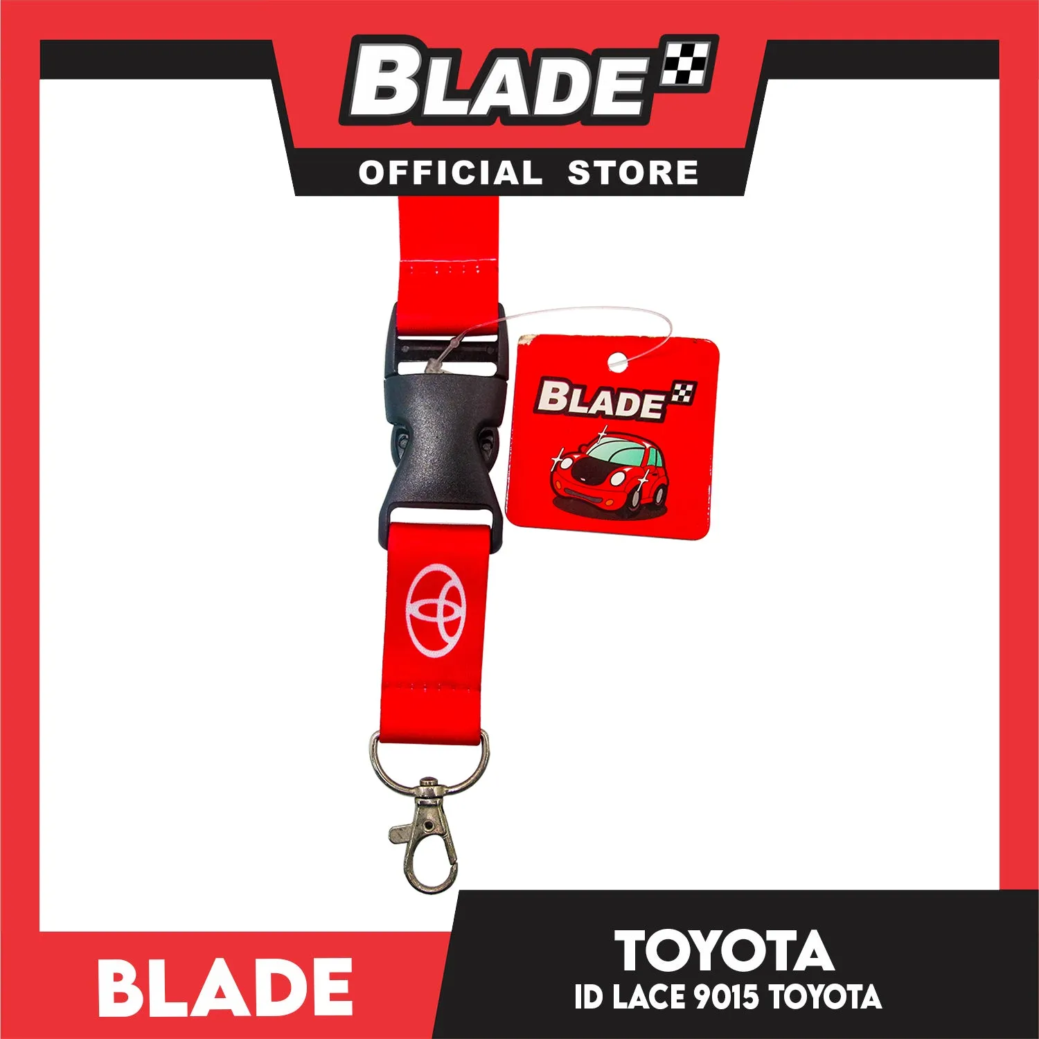 Blade ID Lace Toyota Car Accessory Fabric Lanyard Neck Strap Detachable Clip 9015 (Blue & Red)