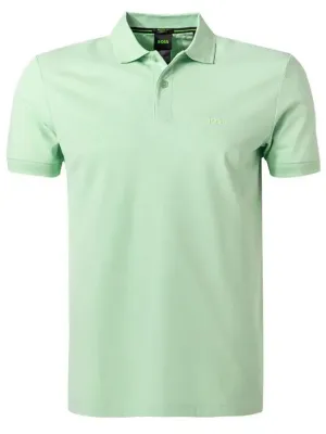BOSS Pio 1 Logo Print Cotton Polo Shirt Open Green
