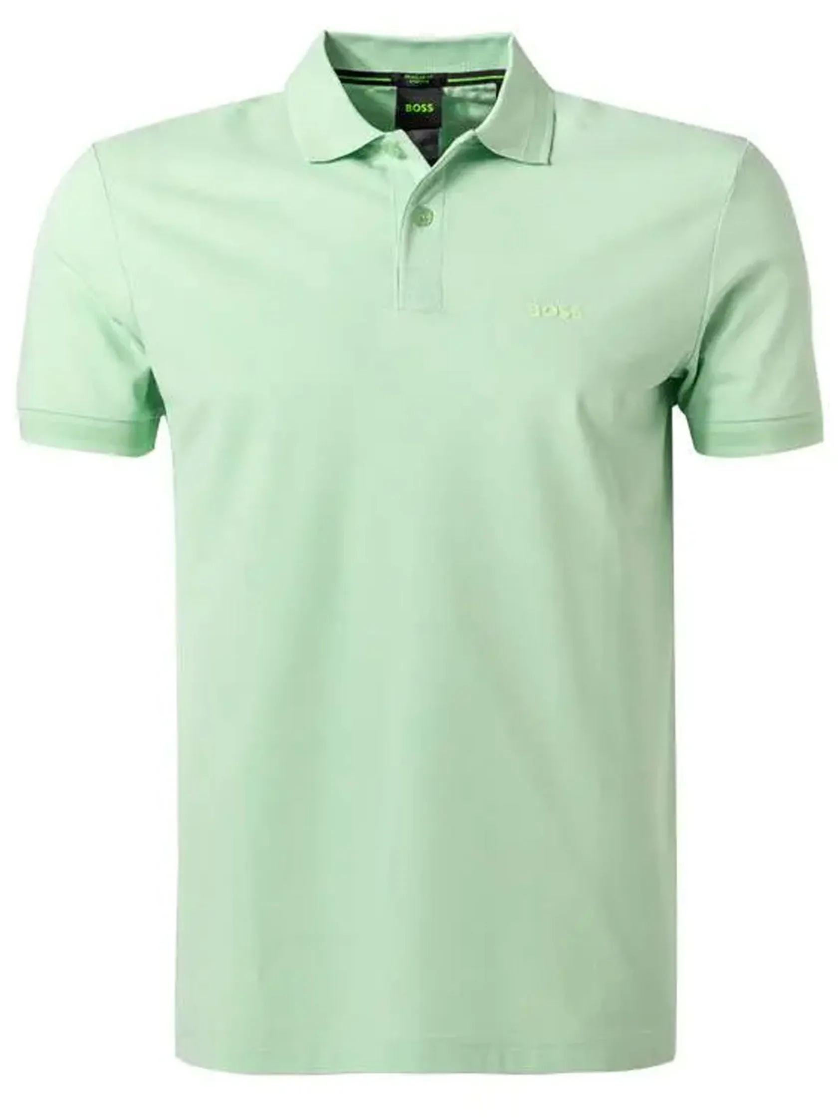 BOSS Pio 1 Logo Print Cotton Polo Shirt Open Green