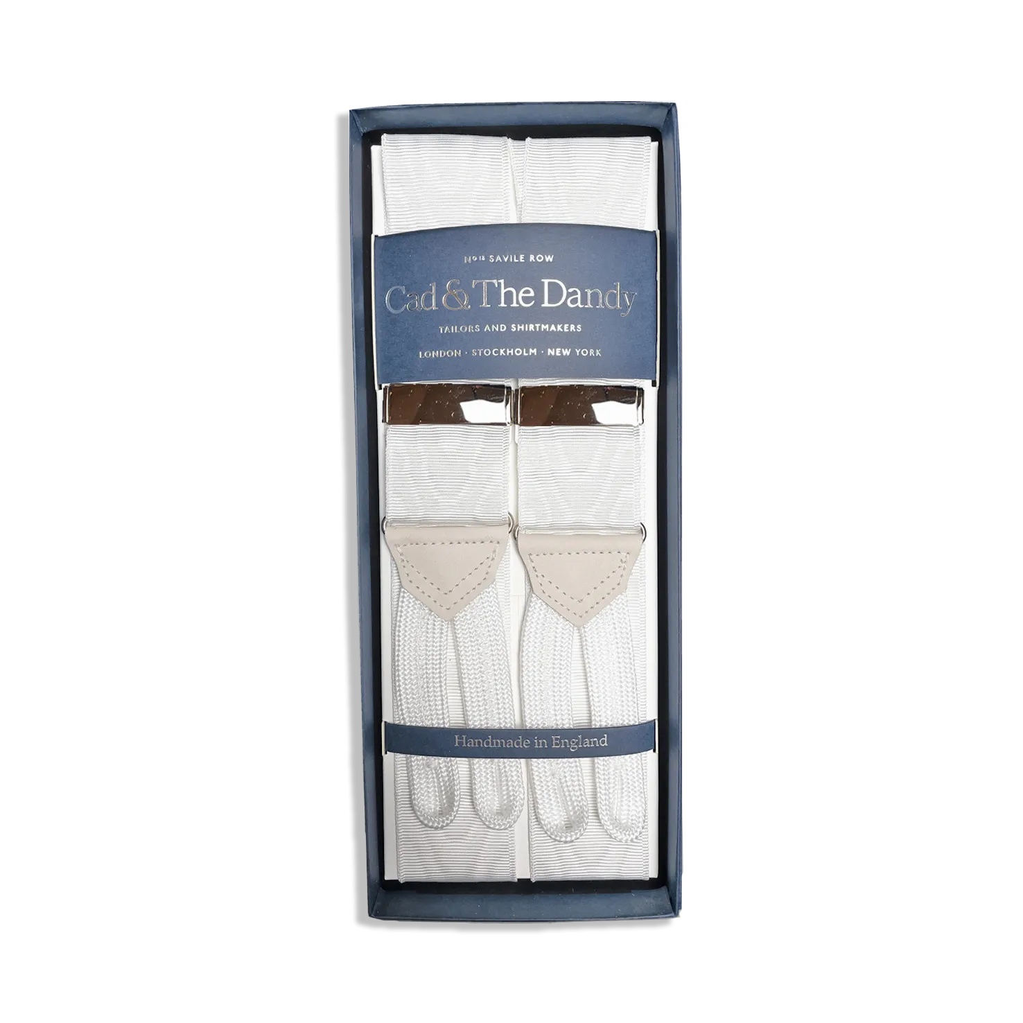 Braces in White Moire
