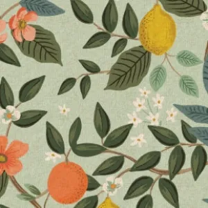 Bramble - Citrus Grove - Mint Unbleached Canvas Fabric -- Cotton   Steel Fabrics