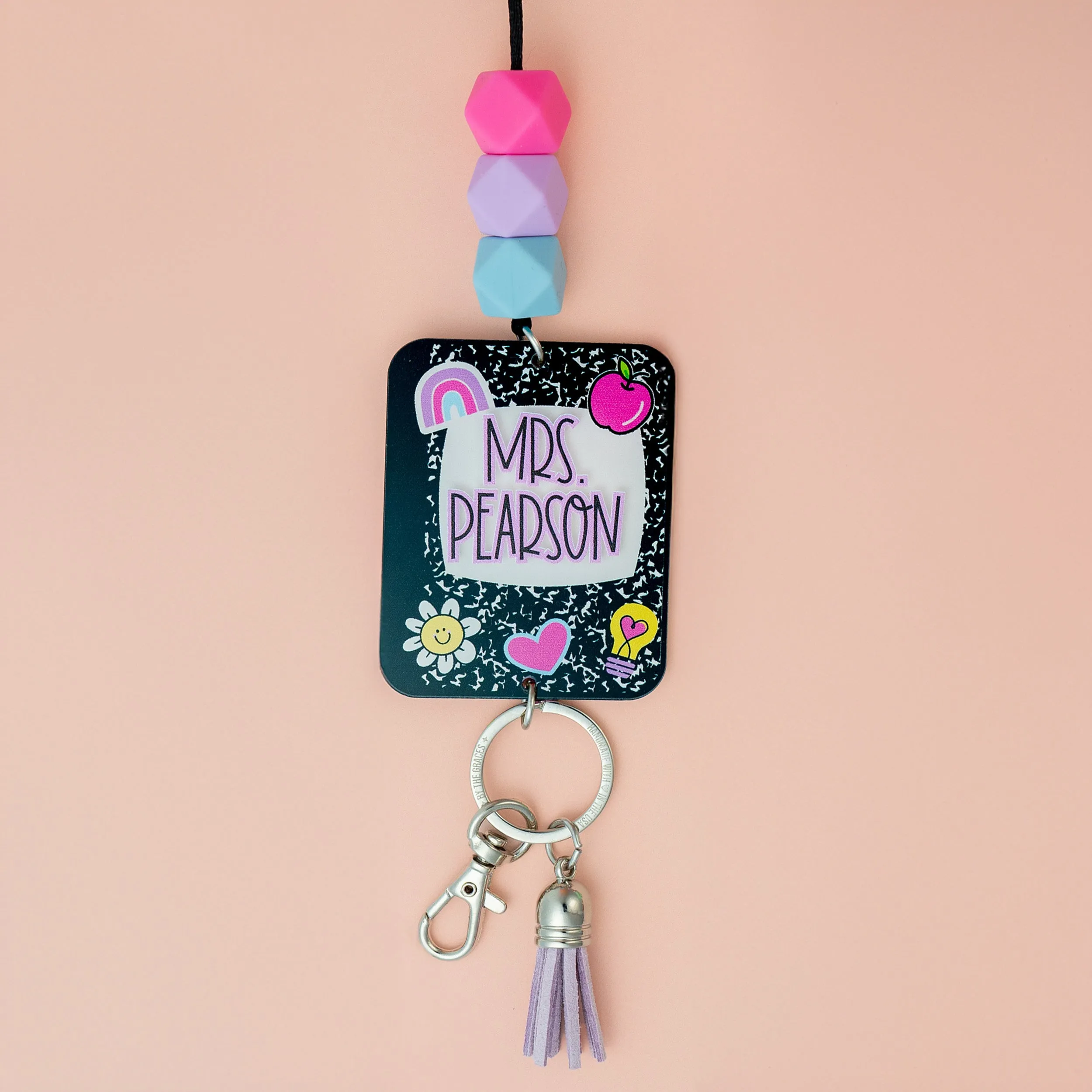Bright Doodle Printed Shape Acrylic Lanyard
