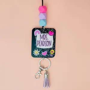 Bright Doodle Printed Shape Acrylic Lanyard