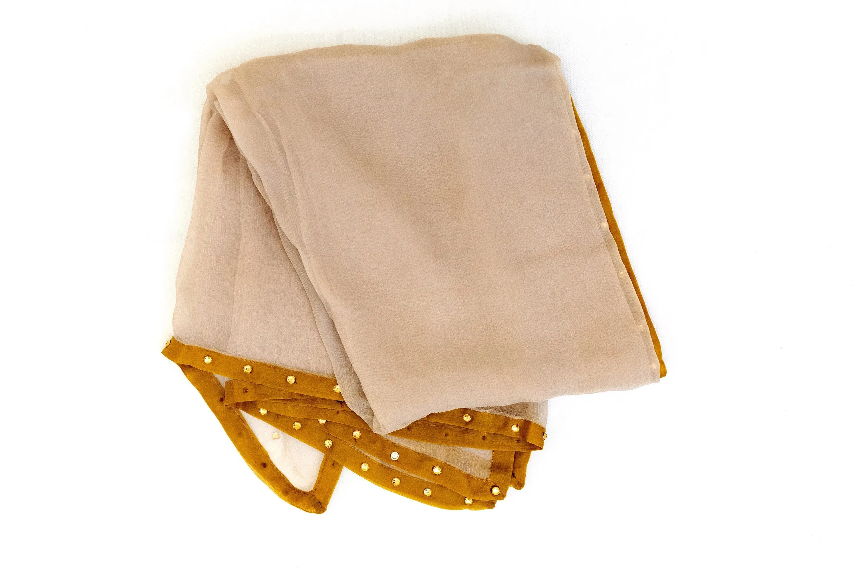Brown & Gold Chiffon Dupatta - Scarf