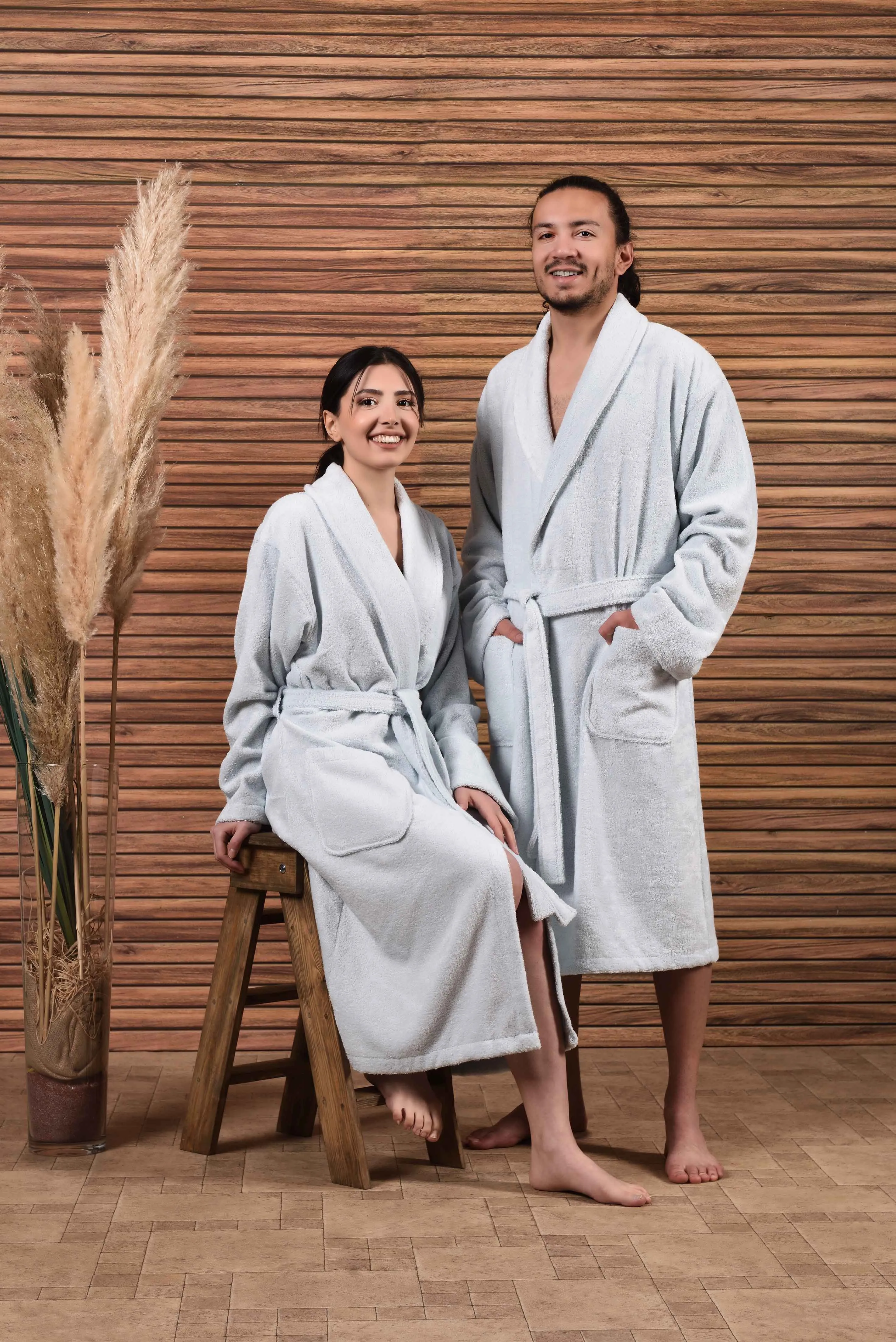 Buckingham Collection Bamboo Bathrobe - Ice Blue
