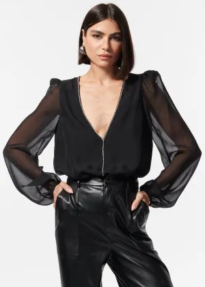 CAMI NYC - Women - Black Ingrid Crystal Bodysuit