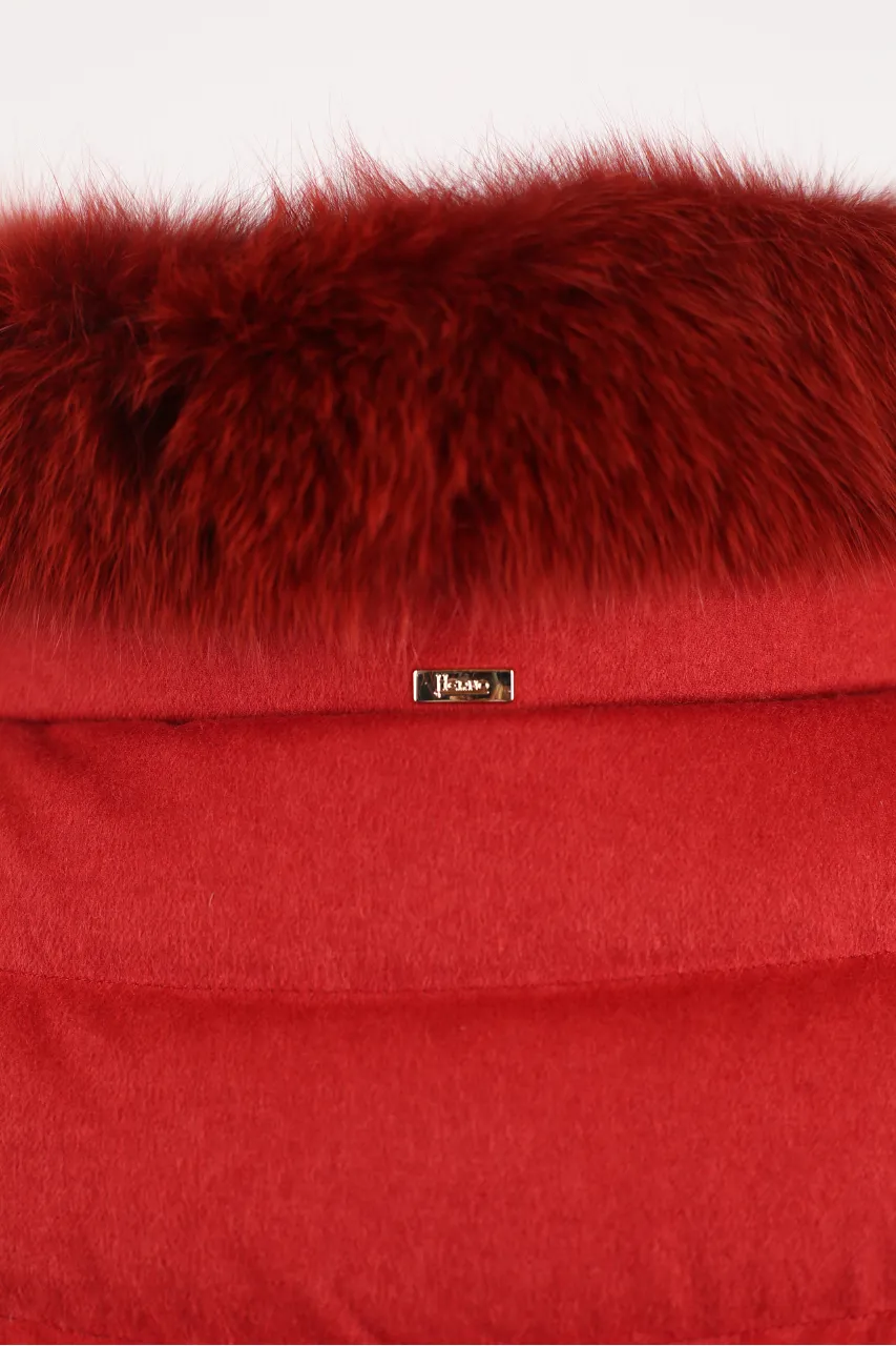 Cashmere/Silk Down Jacket W/ Fur Trim