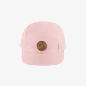 Casquette rose à visière plate en lin et coton, bébé || Pink cap with flat visor in linen and cotton, baby