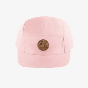 Casquette rose à visière plate en lin et coton, enfant || Pink cap with flat visor in linen and cotton, child
