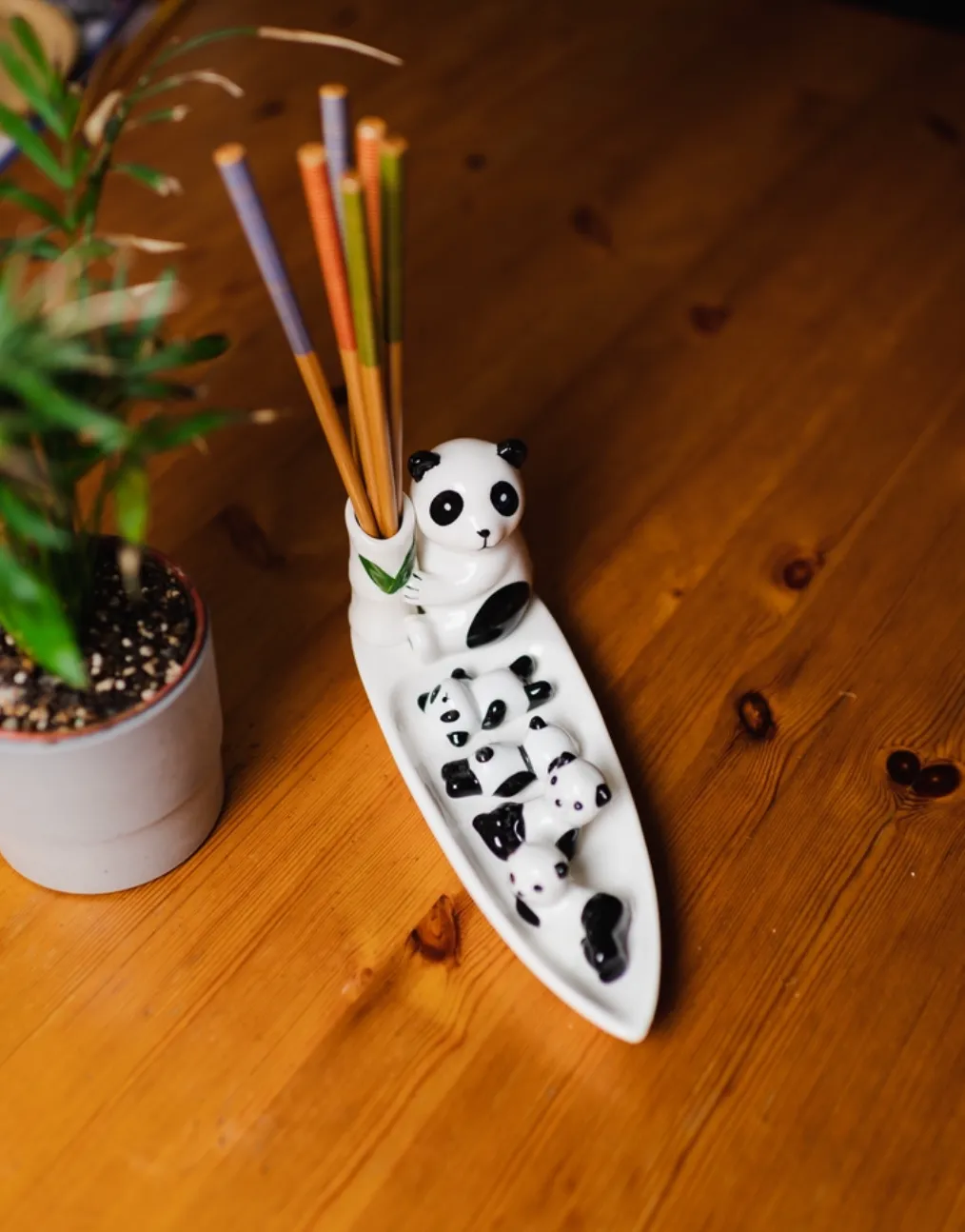 Ceramic Panda Serving Plate | Chopstick Holder