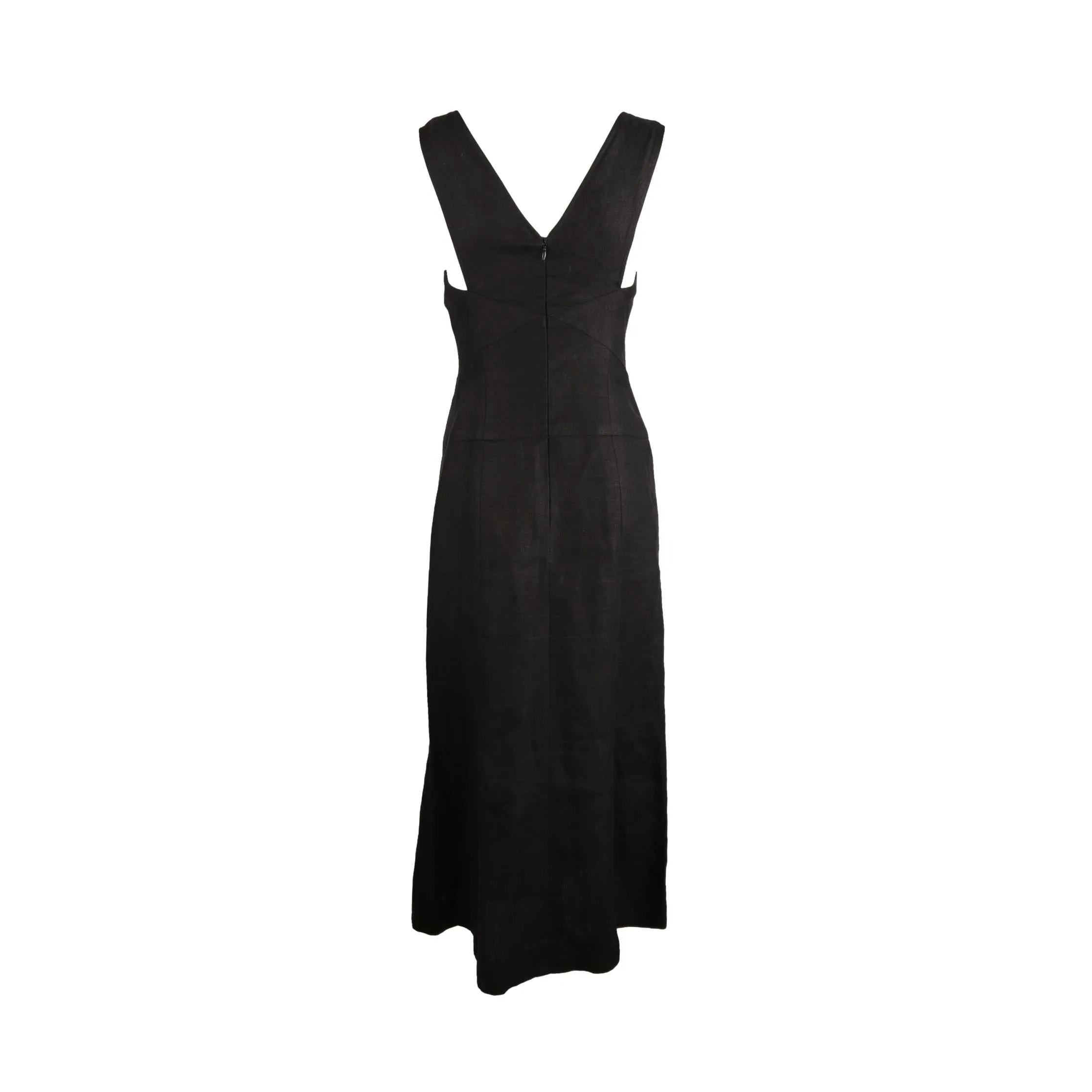 Chanel Black Linen Logo Button Dress