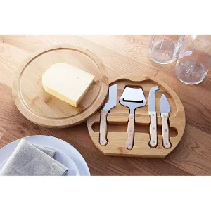 Cheese Board Set Charcuterie Meat Board   1 Bamboo Cutting Board 5 Knife Tools