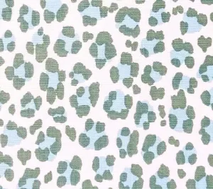 China Seas Fabric: Conga Line - Custom Pale Aquas on White Belgian Linen / Cotton