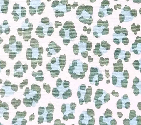 China Seas Fabric: Conga Line - Custom Pale Aquas on White Belgian Linen / Cotton