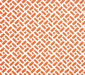 China Seas Fabric: Edo II - Custom New Shrimp on White Belgian Linen / Cotton
