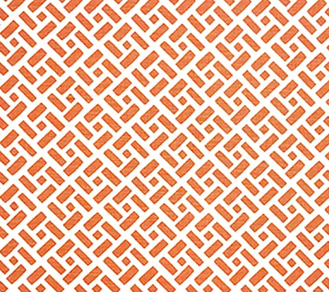China Seas Fabric: Edo II - Custom New Shrimp on White Belgian Linen / Cotton