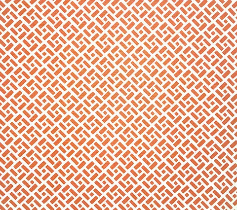 China Seas Fabric: Edo II - Custom New Shrimp on White Belgian Linen / Cotton