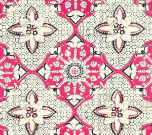 China Seas Fabric: New Batik - Custom Magenta / New Navy on Tinted Belgian Linen / Cotton