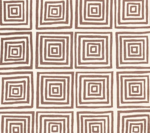 China Seas Fabric: Ziggurat - Custom Brown on Tinted Belgian Linen / Cotton