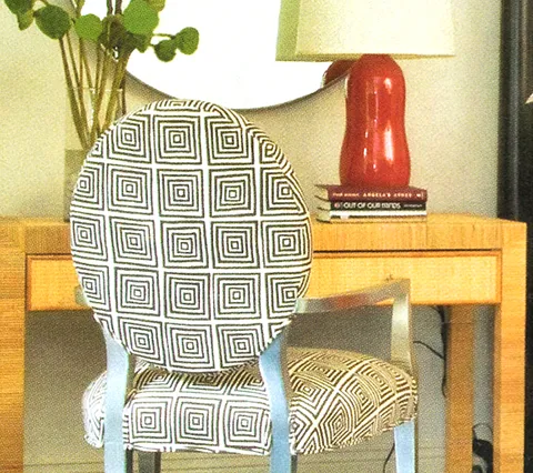 China Seas Fabric: Ziggurat - Custom Brown on Tinted Belgian Linen / Cotton