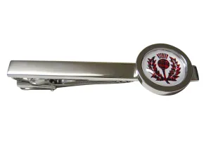 Circular Dark Red Scottish Thistle Square Tie Clip