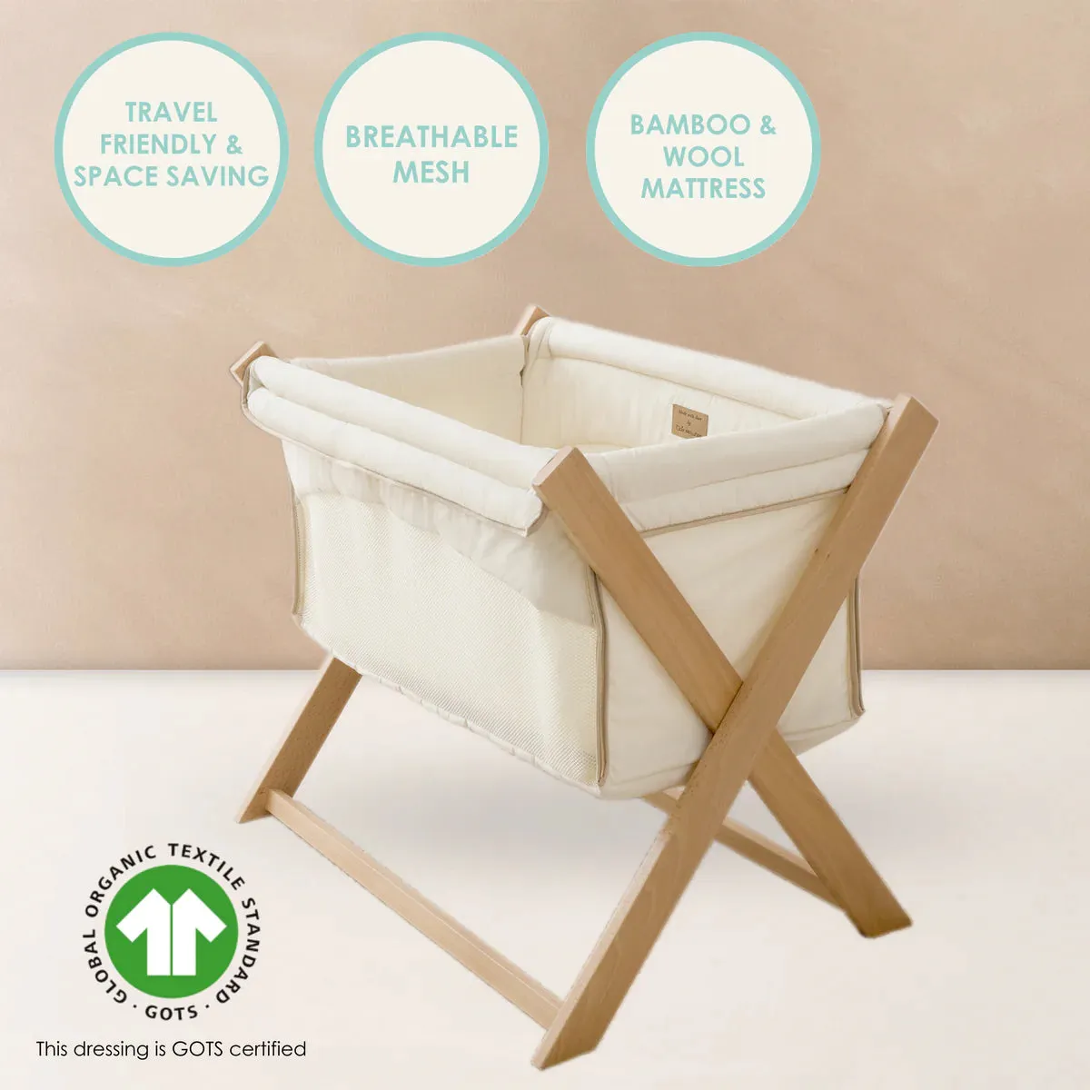 Clair De Lune Folding Crib - Cream