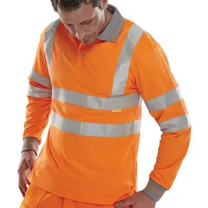 Class 3 Long Sleeved Orange Hi Viz Polo Shirt