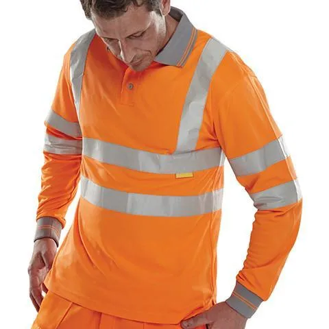 Class 3 Long Sleeved Orange Hi Viz Polo Shirt