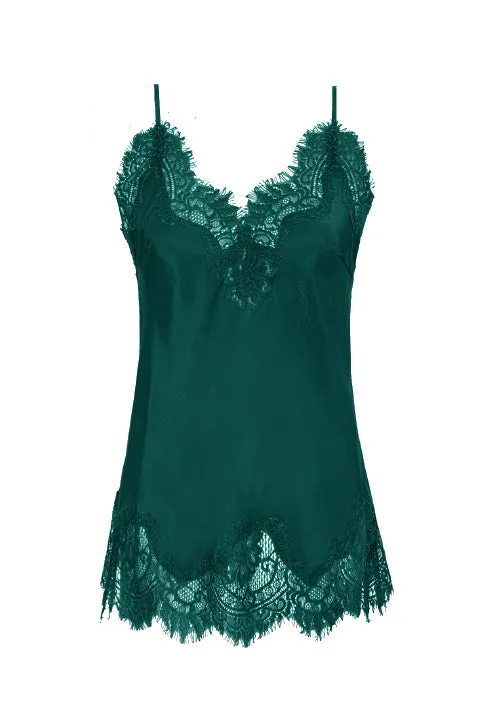 Coco Lace Silk Cami Cypress Teal