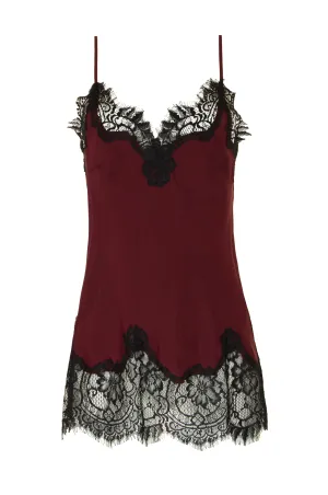 Contrast Coco Lace Silk Cami Burgundy