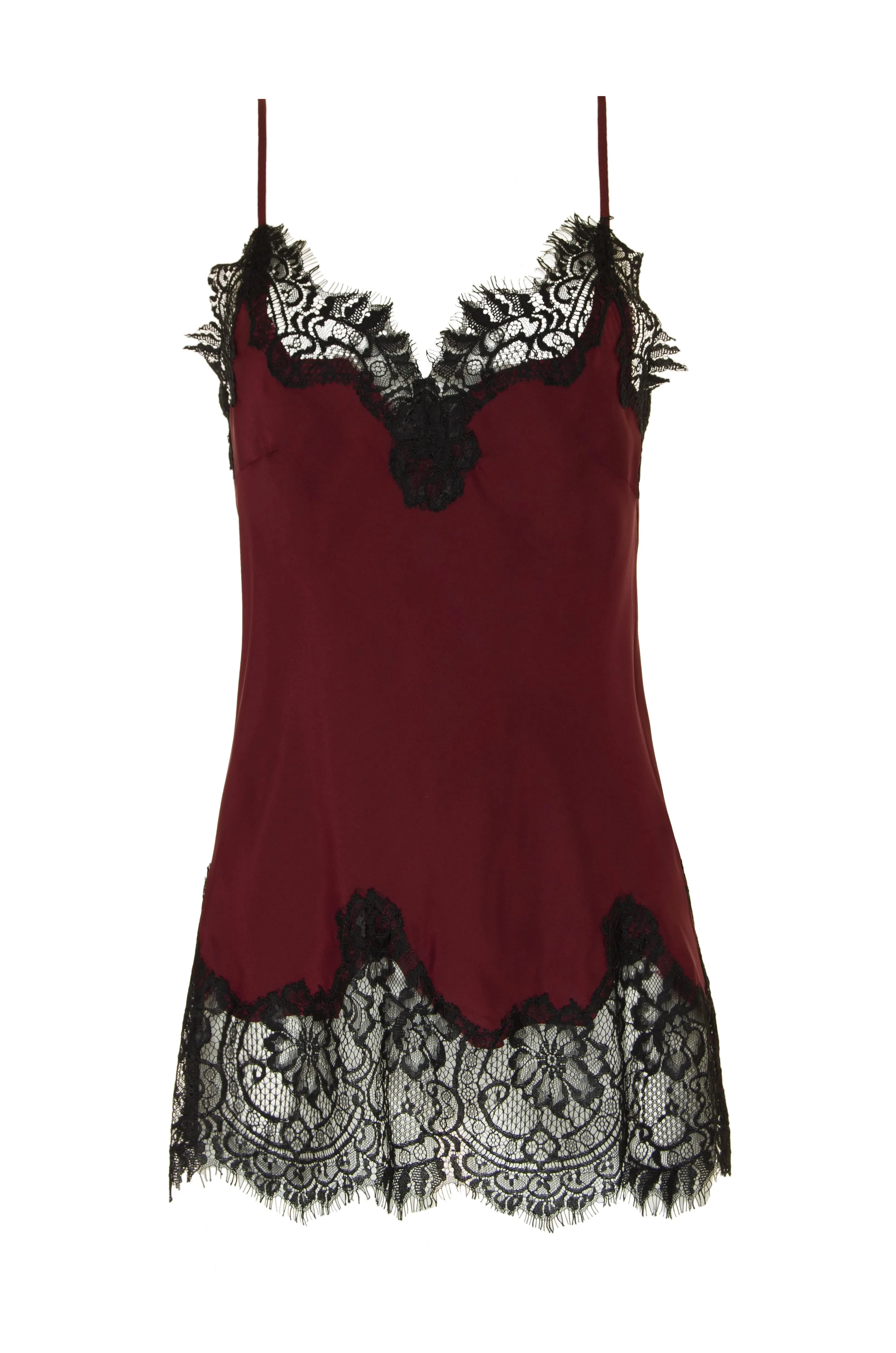 Contrast Coco Lace Silk Cami Burgundy