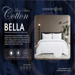 Cotton Co Bella White Embossed Micro Satin Duvet Cover Set