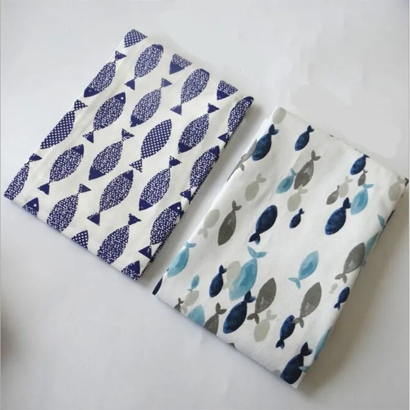 Cotton Ocean Placemats or Kitchen Towels: Fish Print