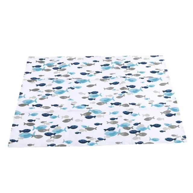 Cotton Ocean Placemats or Kitchen Towels: Fish Print