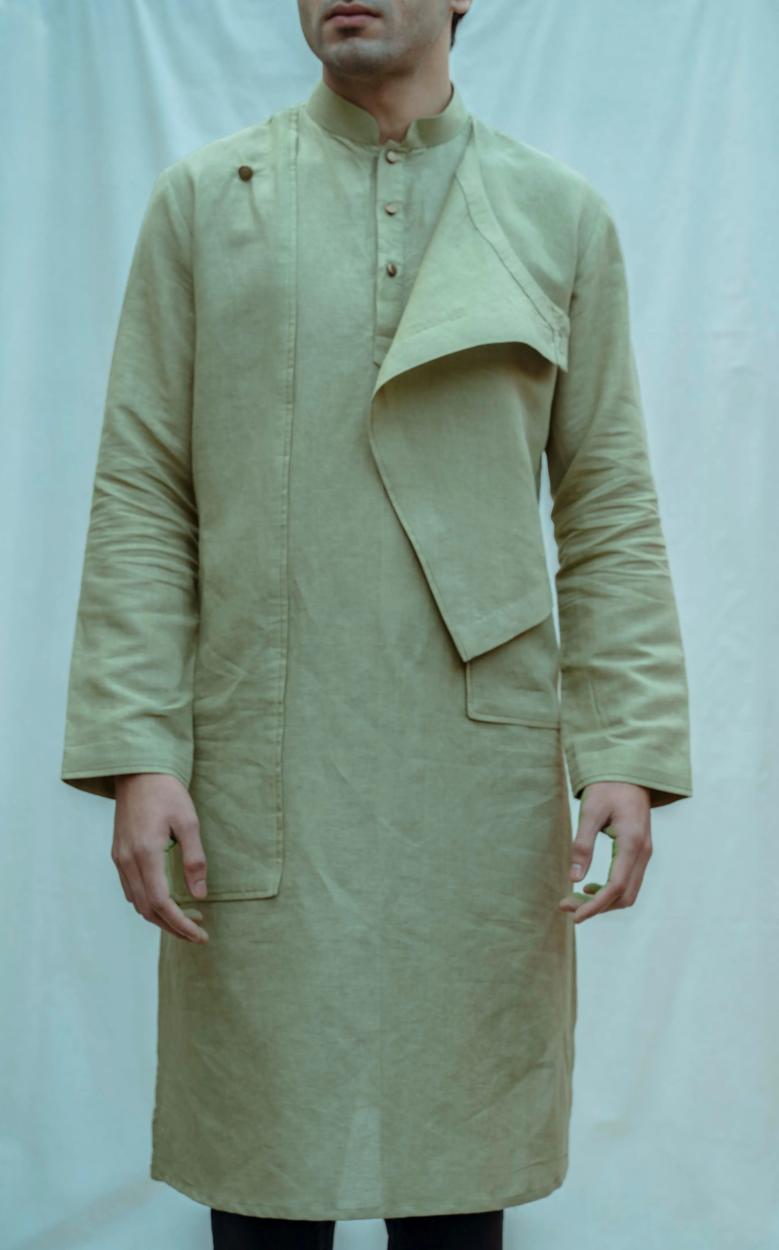 Cotton X Linen Overlap Kurta Set