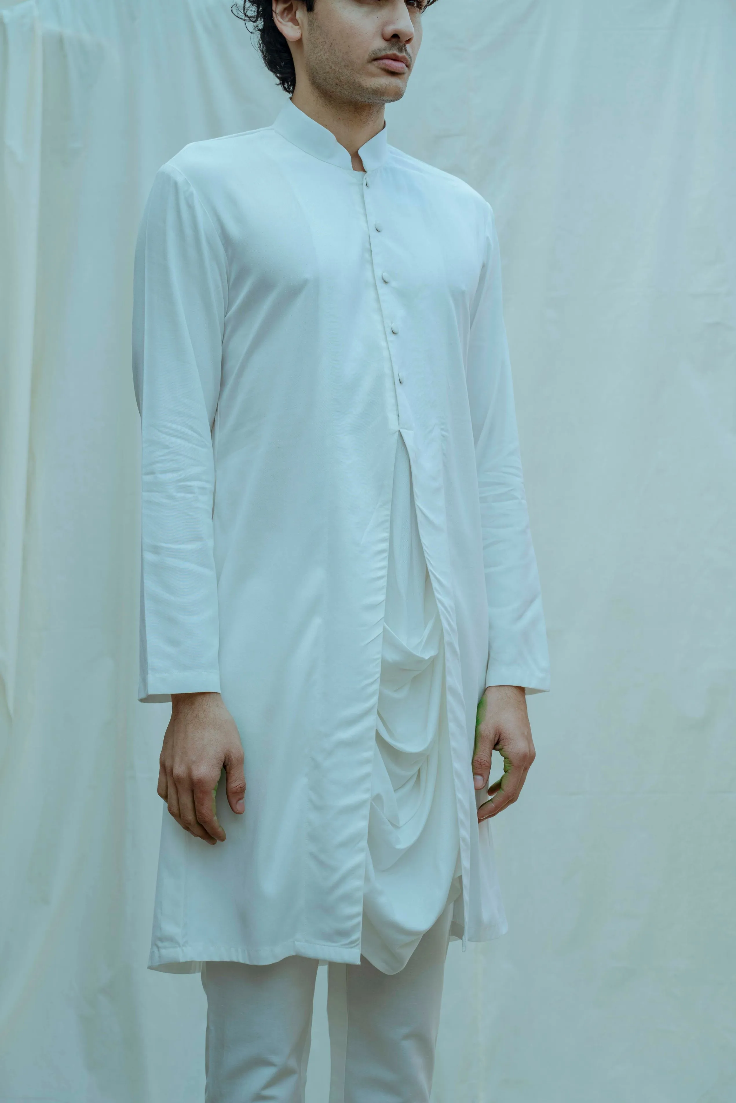 Cowl Kurta set In White