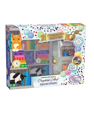 Craft Buddy | Purple & Orange Rainbow Cat Library Crystal Art Secret Diary Kit