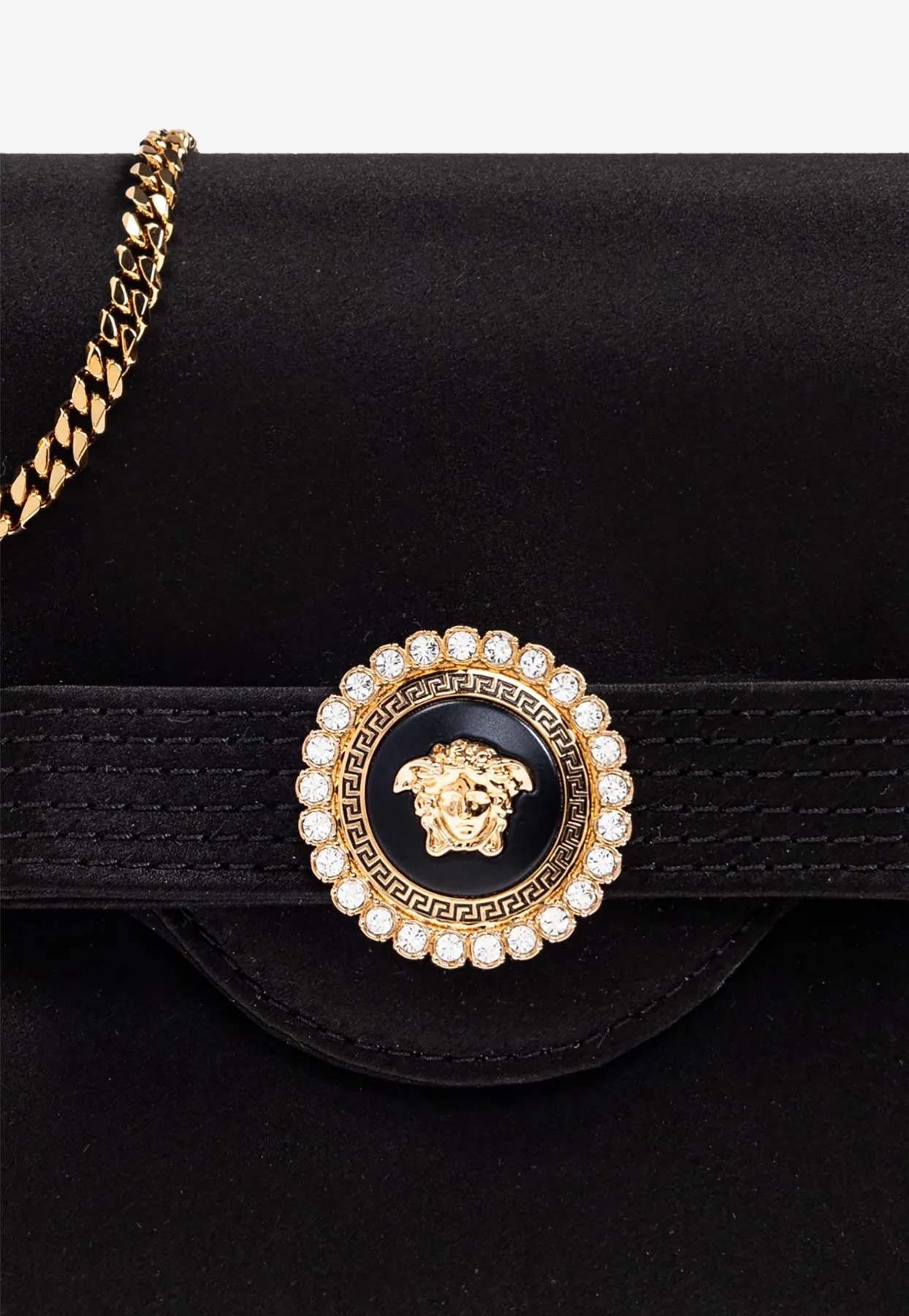 Crystal Gianni Ribbon Satin Clutch Bag