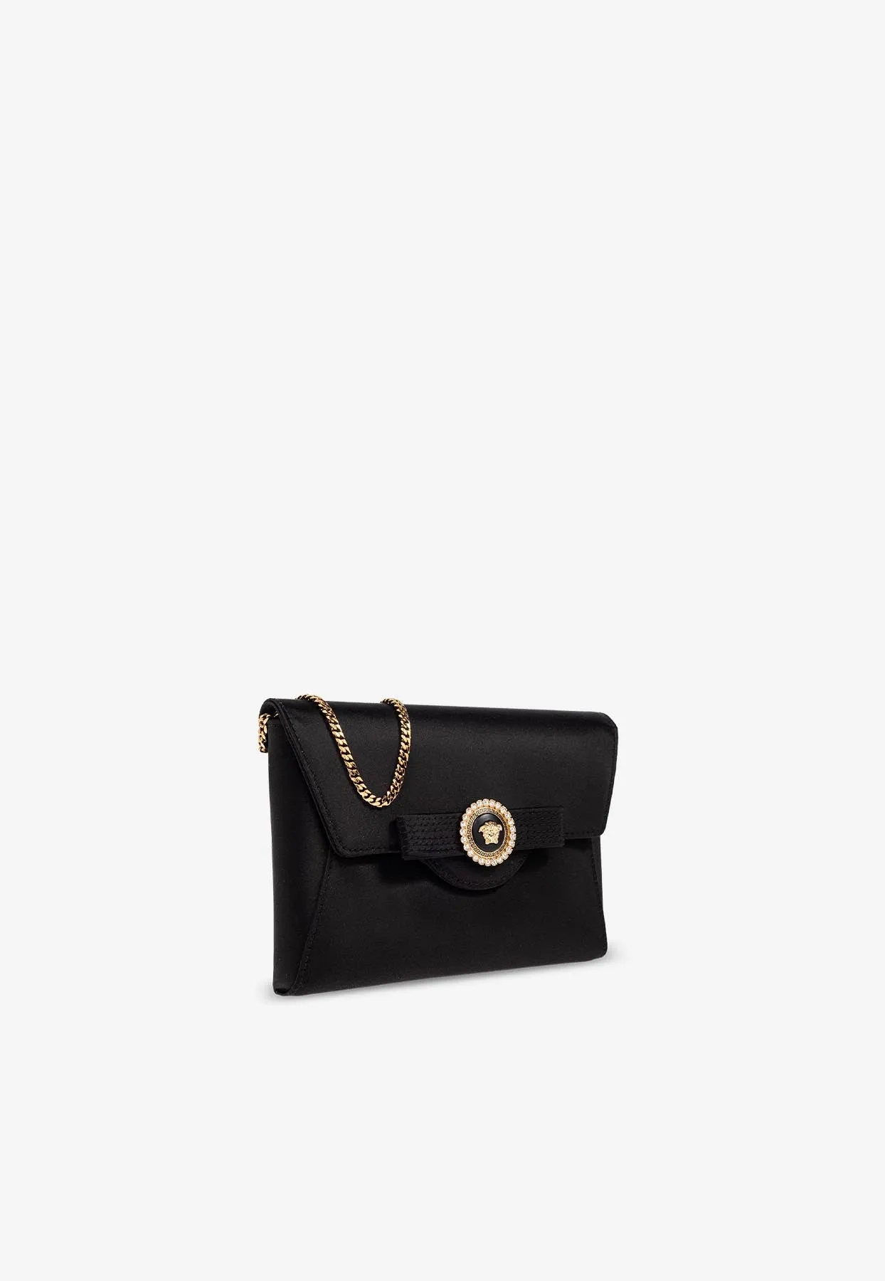 Crystal Gianni Ribbon Satin Clutch Bag